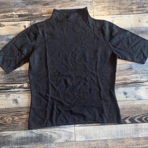 Talora Brown Merino Wool Women's High Neck Blouse